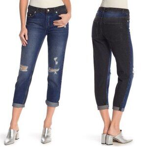 FCUK Indi Mash Up Boyfit Jeans Dual Denim Distress